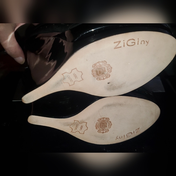 Ziginy Black Label leather rhinestone Studded Embellished Wedged Platforms sz 7 - Picture 9 of 12